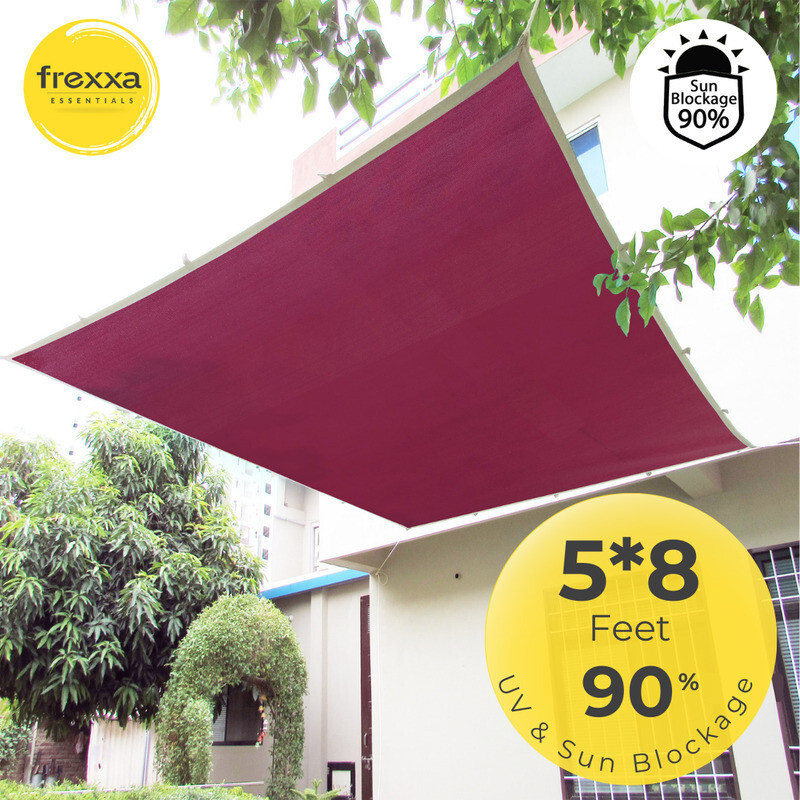 FREXXA Sun Shade Net 5 X 7 ft Cotton Webbing 90% Shading & UV Protection Portable Green House(Grey)