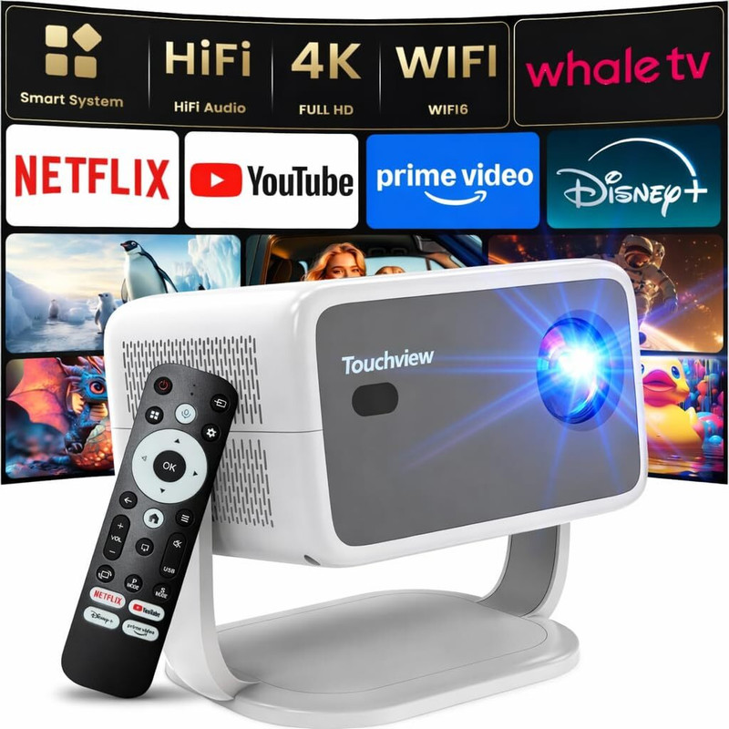 Touchview Cinema X-4 7000 lm LCD Corded & Cordless Mobiles Portable Projector(White)