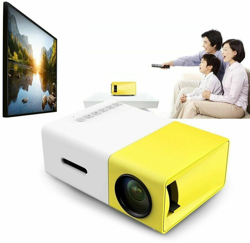 Wifton Outdoor Movie LCD Support 1080P LED Projector 400 lm LED Corded & Cordless Portable Projector(Yellow)