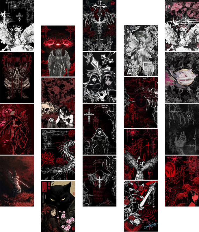 Y2K Design Poster Set of 20 (4x6 Inch) | Retro Futuristic Aesthetic Wall Art Prints | Trendy Room Decor for Bedroom, Desk & Gallery Wall Paper Print(6 inch X 4 inch)