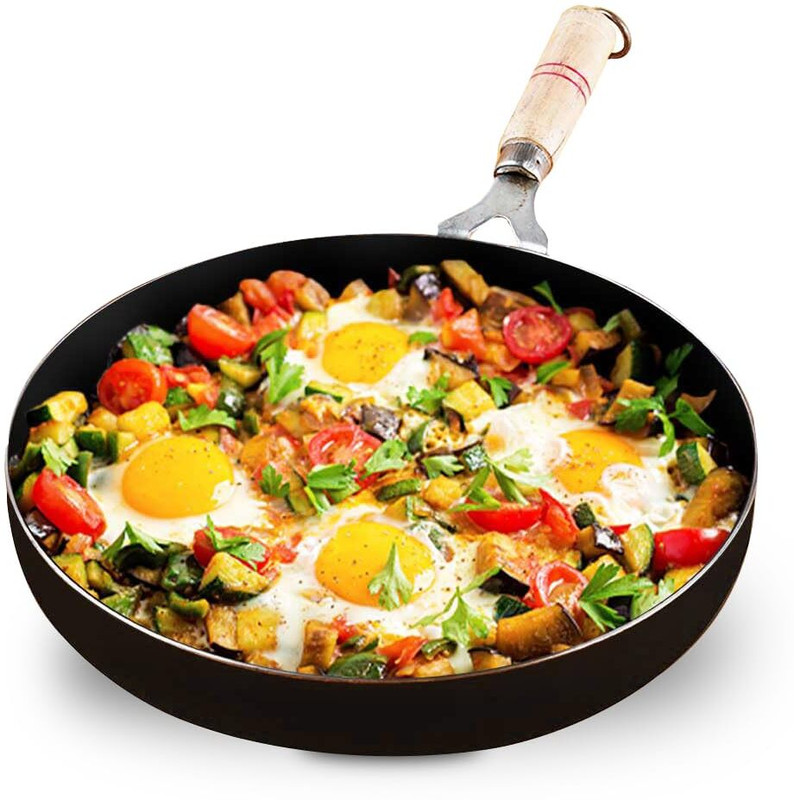 The Indus Valley Preseasoned Cast Iron Fry Pan/Skillet With Long Handle - 6 inch Fry Pan 15.2 cm diameter 0.42 L capacity(Cast Iron, Induction Bottom)