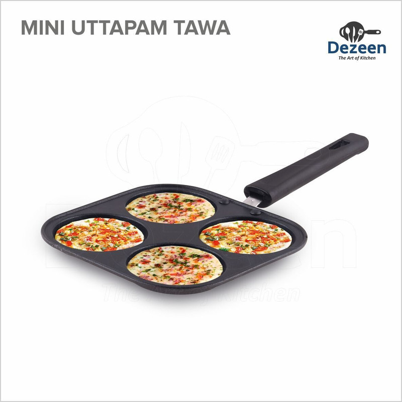 Swarambh Premium Non Stick Mini Grill Tawa Uttapam Tawa Multi Snack Maker 4 in 1 Mini Pancake Tawa Omelette Pan Mini Pan Crepe Maker Grill Pan 19.5 cm diameter 0.5 L capacity(Aluminium, Non-stick)