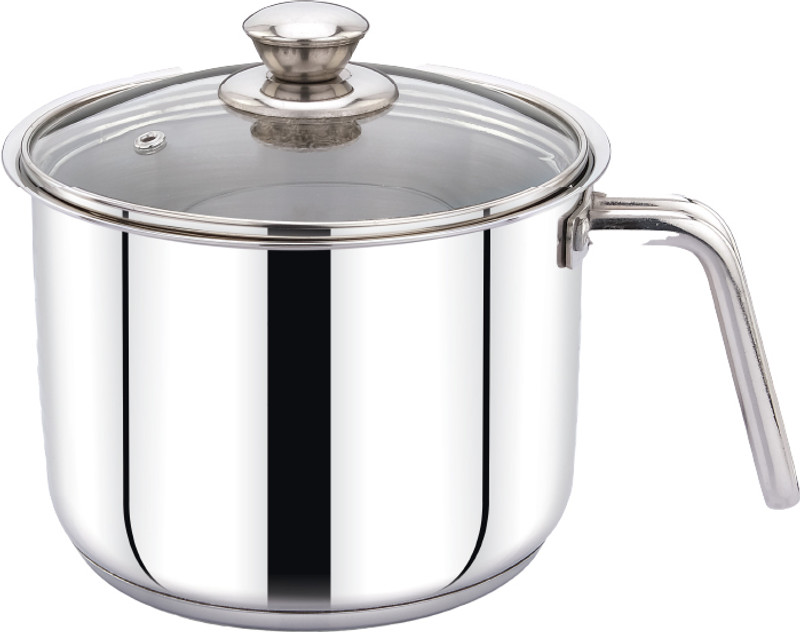 Praylady Praylady Stainless Steel Milk Boiler with Glass Lid (Plain – Glossy Finish 2.5 L Induction Bottom Cookware Set(Stainless Steel, 1 - Piece)