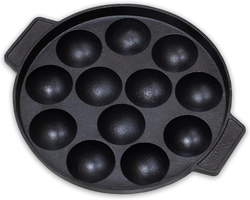 Flipkart SmartBuy Cast Iron Paniyaram Appam Pan Appe Ponganalu Pan Chatti Appam Maker (12 Cups) Paniarakkal Pan 20 cm diameter 1 L capacity(Cast Iron, Induction Bottom)