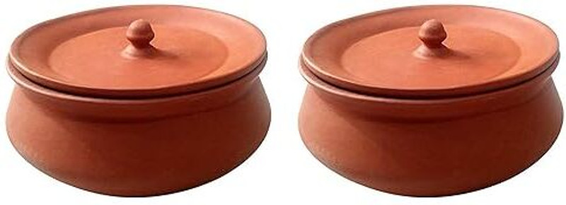 Newai CLAY CURD POT Handi 700 L with Lid(Earthenware, Non-stick)