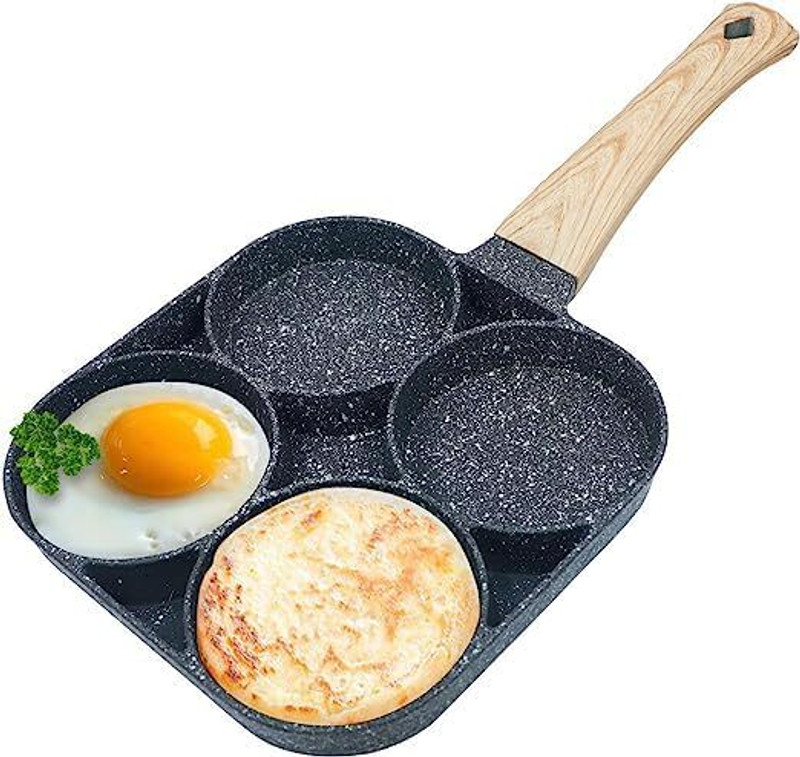 SHREYASTORE Egg Cooker Frying Pan,Green Pans 4-Cups Non-Stick cookware ,Omelette pan Stew Pan 2 cm diameter 1 L capacity(Aluminium, Non-stick, Induction Bottom)