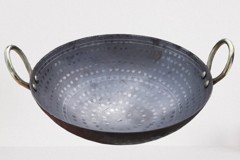 canocrystals CANO CRYSTALS HEAVYBASE KADHAI Iron Perforated Frying Kadai – 22cm Pot 22 cm diameter 1.5 L capacity(Iron)