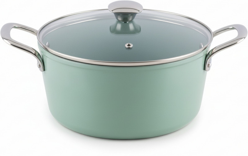 Salford Salford Forged Ceramic Non-stick Green Casserole Pot 24 cm diameter 4.4 L capacity with Lid(Ceramic, Non-stick, Induction Bottom)
