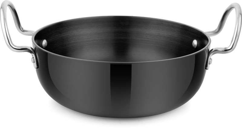 SPC Wrought Aluminium Hard Anodised Deep Kadhai Without Lid,Thickness 3.25mm Kadhai 28 cm diameter 4.5 L capacity(Aluminium)