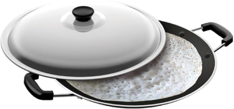 Nolta HS 200mm Appachatti with Lid, ISI Certified Non Stick 3-Layer Coating, PFOA Free Appachatty Pan 20 cm diameter with Lid 1 L capacity(Aluminium, Non-stick)