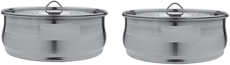 MASSEY Stainless Steel Tango Pot/Dish/Handi Handi 350 L, 450 L with Lid(Stainless Steel)