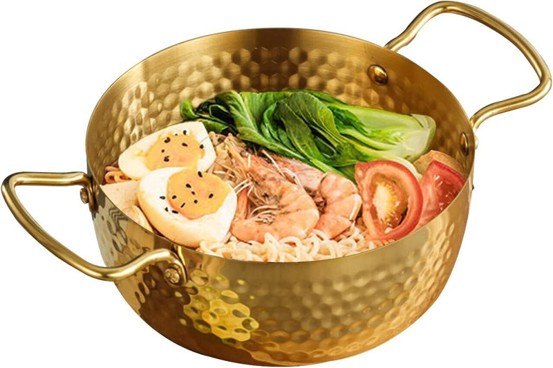 Samusagya Stainless Steel Kadai Brass Noodle Pot for Cooking Pot 20 cm diameter 2.5 L capacity(Stainless Steel, Induction Bottom)