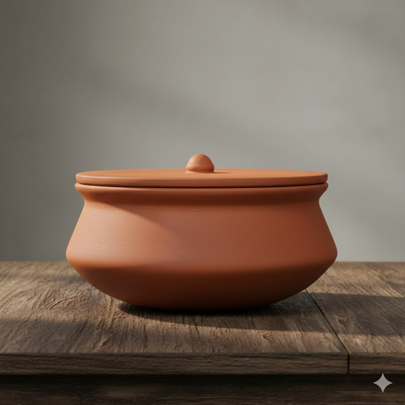 hc the crafts clay curd pot Handi 1 L(Earthenware)