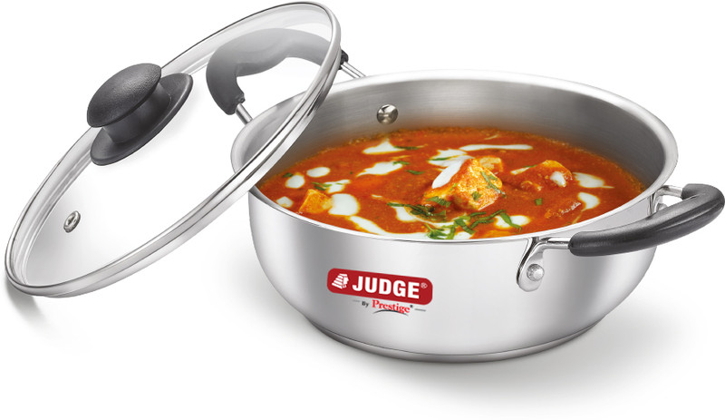 Judge Classic SS Gas and Induction Compatible Kadhai 20 cm diameter with Lid 1.9 L capacity(Stainless Steel, Induction Bottom)