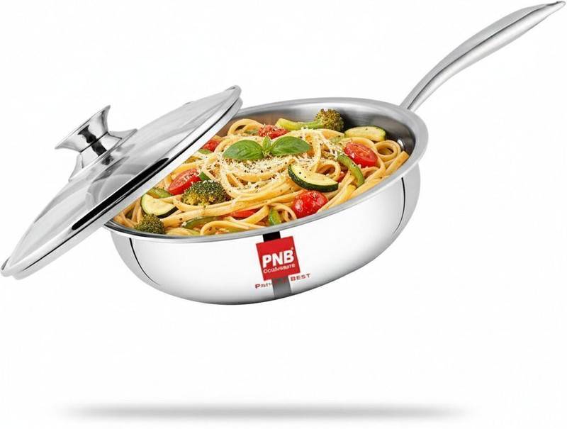 PNB Triklass Frypan | Gas Compatible Fry Pan 26 cm diameter with Lid 2.2 L capacity(Triply, Non-stick, Induction Bottom)