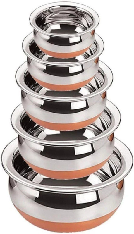 Utkrishta 1 Pic Copper Bottom Handi Handi 2.1 L, 1.6 L, 1.1 L, 0.8 L, 0.5 L(Stainless Steel, Copper)