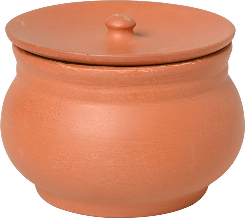 KSI Clay Curd Pot 0.9L with Lid–15cm Terracotta Dahi Handi, Self-Cooling Pot. Pot 15 cm diameter 0.9 L capacity with Lid(Earthenware, Non-stick)