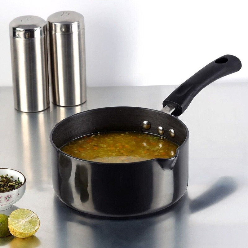 Flipkart SmartBuy Hard Anodized Nonstick Sauce Pan/Saucepan/Saucier Black Pot 6.2 cm diameter 4 L capacity with Lid(Aluminium)