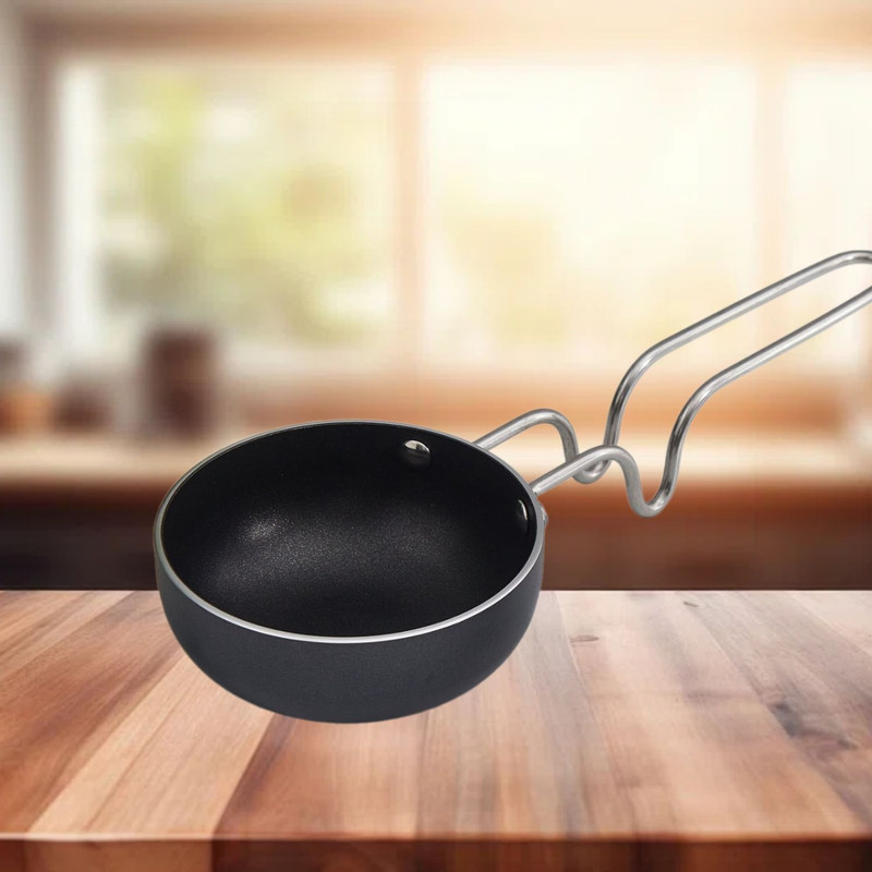 Zen Non-stick Hard Anodized Vagharia Spice Heating Tadka Pan Pot 10.5 cm diameter 0.275 L capacity(Aluminium, Non-stick)