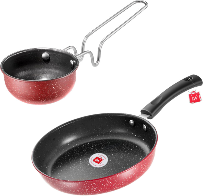 LAZYwindow Premium Quality Nonstick Fry Pan, Dia - 22 cm, 1L (Base colour Maroon) Fry Pan 22 cm diameter 1 L capacity(Hard Anodised, Non-stick, Induction Bottom)