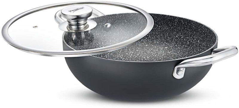 Hawkins Deep-Fry Pan (INK35S) Kadhai 26.85 cm diameter with Lid 3.5 L capacity(Hard Anodised, Non-stick, Induction Bottom)
