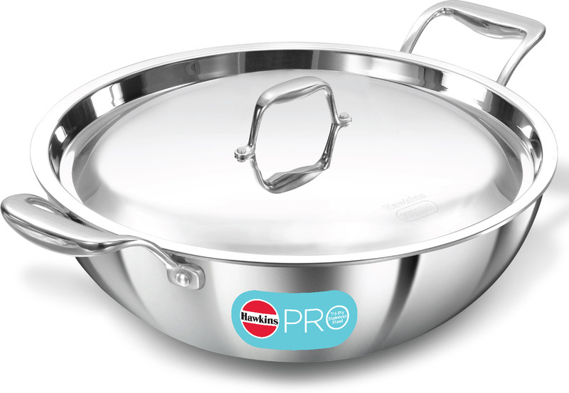 Hawkins Pro Deep Fry Pan (PSK35S) Kadhai 26 cm diameter with Lid 3.5 L capacity(Triply, Induction Bottom)