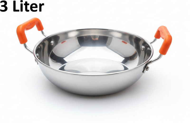 BERBEL Steel Kadhai for Daily Cooking | Rust-Free & Durable Kadhai 22 cm diameter 1 L capacity(Steel)