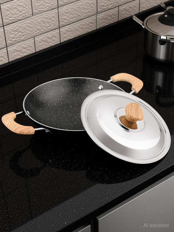 BERGNER Bellini Plus Aura Non-Stick Chetty Pan 22 cm diameter with Lid 0 L capacity(Aluminium, Non-stick)