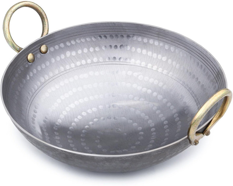 Ptr PTR Hammered Iron Kadhai with Handle– Food-Grade Iron for Healthy Cooking (2.5L) Kadhai 27 cm diameter 2.5 L capacity(Iron)