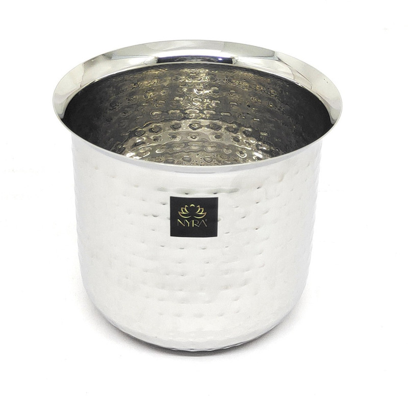 Nyra ® Stainless Steel Deep Milk Pot/Tope/Patila/Bhagona/Tapeli Boiling Vessel Dekchi Tope/Bhagona/Patila 1 L capacity 14 cm diameter(Stainless Steel)