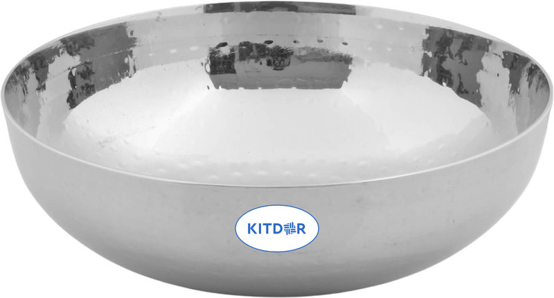 Kitdor Stainless Steel Mirror Finish Tasla/ Hammered/ Mathar Kadai Tasla 3 L capacity 26 cm diameter(Stainless Steel)