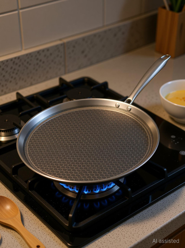 Hot plus HexaPro 30 Triply Honeycomb Dosa Tawa Tawa 30 cm diameter(Triply, Non-stick, Induction Bottom)