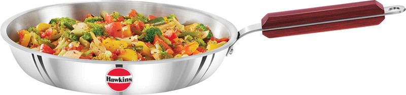 Hawkins 24cm Tri-Ply Stainless Steel Frying Pan with Lid, Silver (SSF24G) Fry Pan 24 cm diameter with Lid 1.5 L capacity(Triply, Induction Bottom)