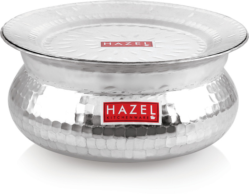 HAZEL Aluminium Hammered Finish Handi With Lid,Biryani Rice Cooking Pot Patila,28.5 cm Handi 10 L with Lid(Aluminium)