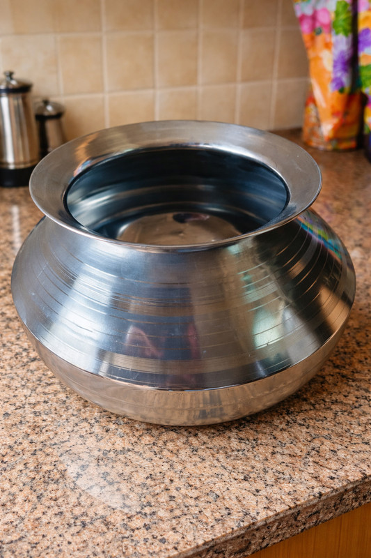Tannu Craft Stainless Steel Heavy Base Sipri Dekchi Handi Bhagona Cooking Degchi for Home Handi 3 L(Stainless Steel, Non-stick)