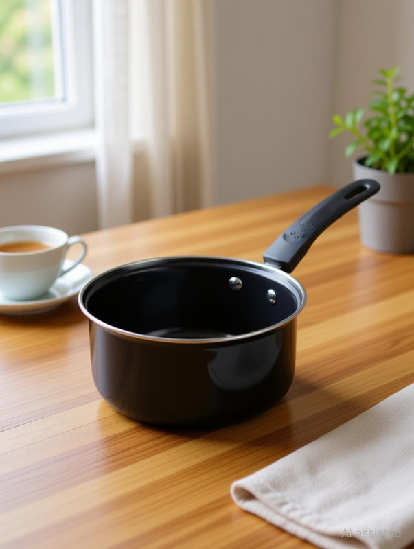 Modern Essentials Black Non stick Tadka/ Saucepan / Sauce pan / Milk pan / Tea Pan / Tea maker Sauce Pan 17 cm diameter 1.4 L capacity(Cast Iron, Non-stick, Induction Bottom)