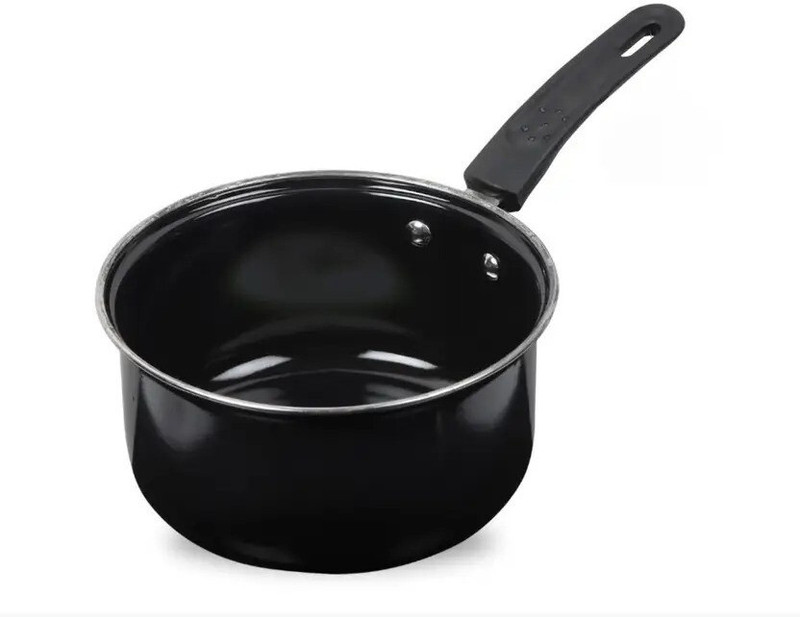 Modern Essentials Black Non stick Tadka/ Saucepan / Sauce pan / Milk pan / Tea Pan / Tea maker Sauce Pan 17 cm diameter 1.4 L capacity(Cast Iron, Non-stick, Induction Bottom)