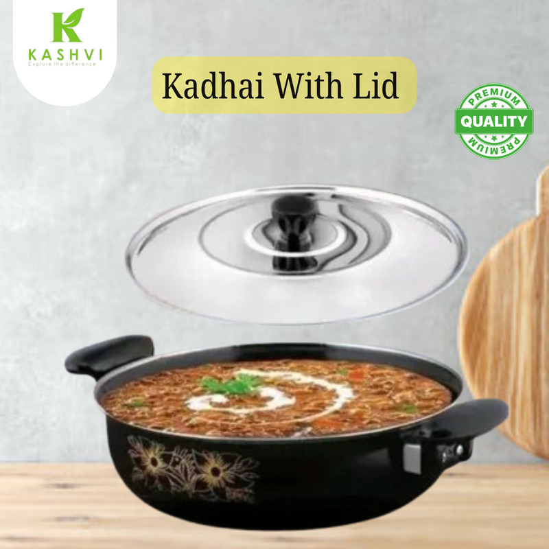 Cook Pro Premium Non-Stick Kadhai 26 cm diameter with Lid 3.5 L capacity(Cast Iron, Non-stick, Induction Bottom)