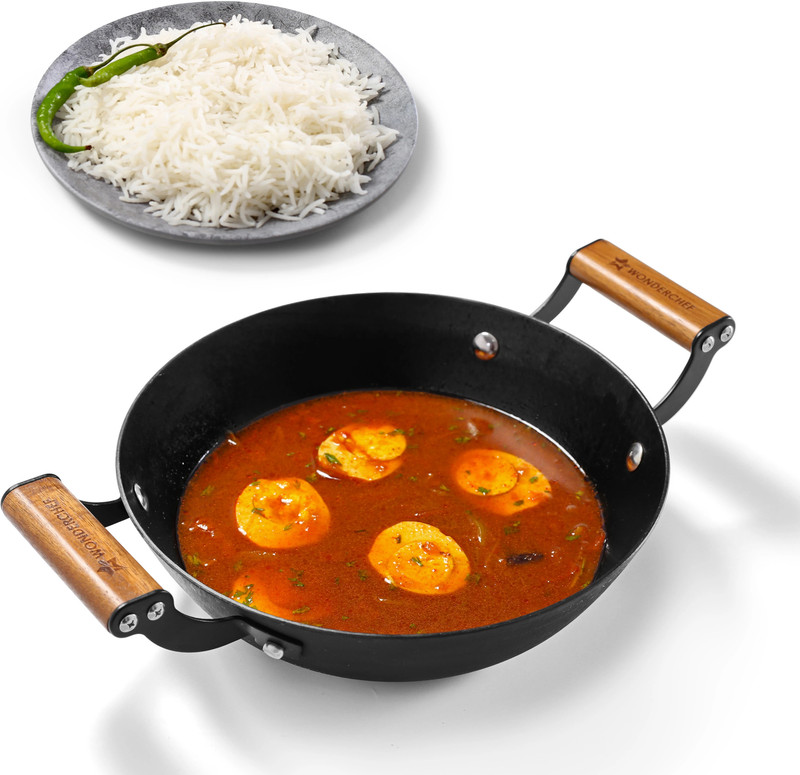 WONDERCHEF Pre-Seasoned Ferro Light Kadhai 24 cm diameter 2.3 L capacity(Cast Iron, Non-stick, Induction Bottom)