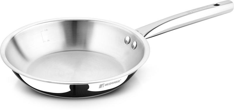 VINOD Platinum Triply Stainless Steel Frypan Fry Pan 24 cm diameter 2.5 L capacity(Triply, Stainless Steel, Induction Bottom)