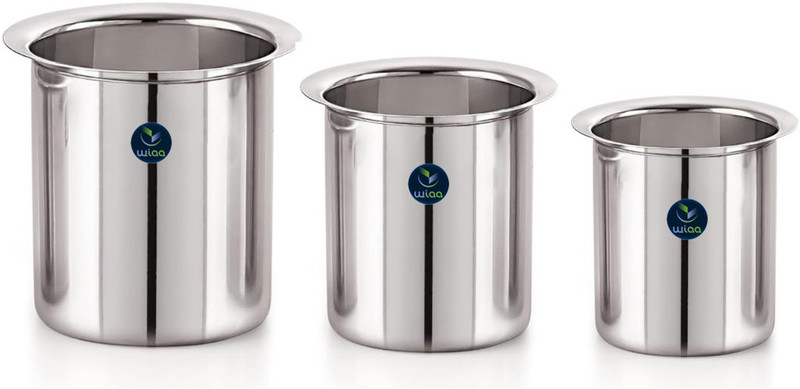 wiaa Stainless Steel Deep Gunj Milk Pot Set | Flat Bottom Heavy-Gauge Milk Boiler Pot 14 cm diameter 1 L, 1.3 L, 1.7 L capacity(Stainless Steel)