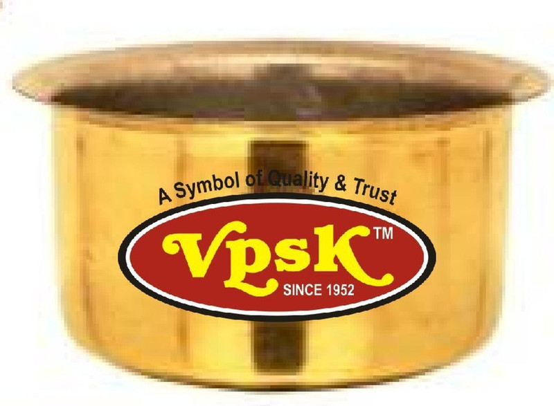 VPSK Heavy Pure Brass Tope 5.5 L capacity 8.5 INCH diameter (Brass) Tope/Bhagona/Patila 5.5 L capacity 21.25 cm diameter(Brass)