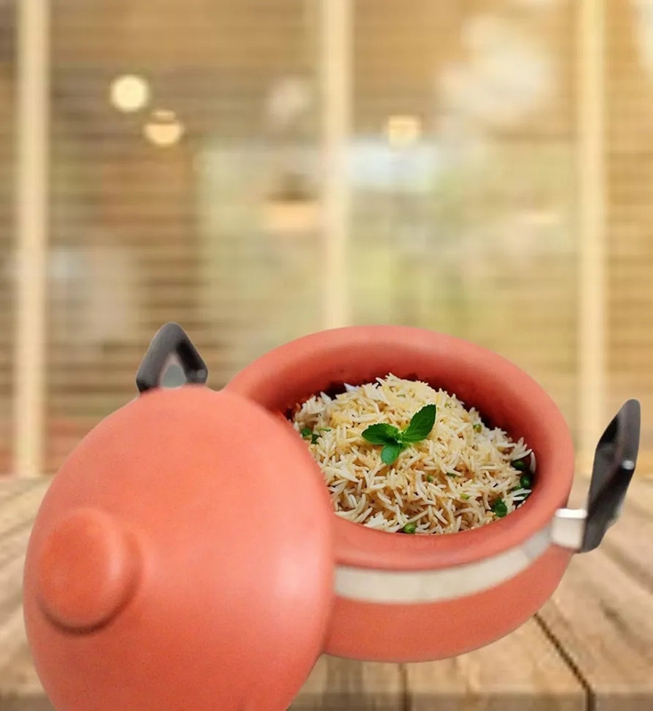 Lotan Clay Hadni with Handle Terracotta Clay Pot Cooking & Serving Handi 2 L(Earthenware, Non-stick, Induction Bottom)