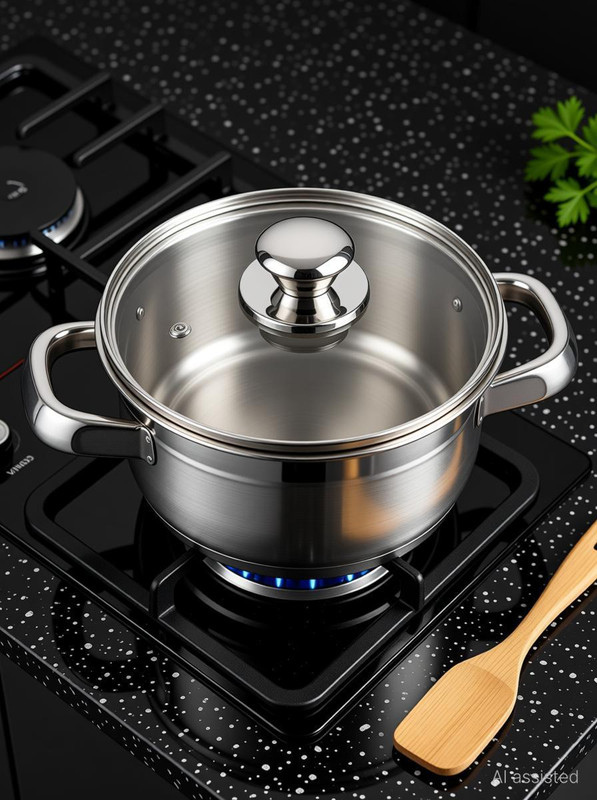 VINOD Bremen Stainless Steel Saucepot with Glass Lid, Heavy-Duty Base, 1 ltr Pot 14 cm diameter 1 L capacity with Lid(Stainless Steel, Induction Bottom)