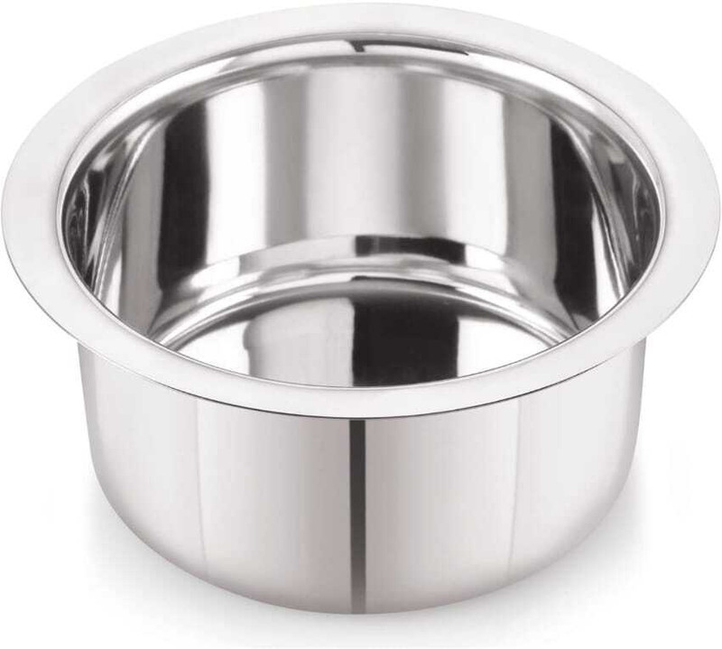 Matking Stainless Steel Cooking Pot, Deep Patila Bhagona, Kitchen Cookware for Milk 3 L capacity 18 cm diameter(Stainless Steel)