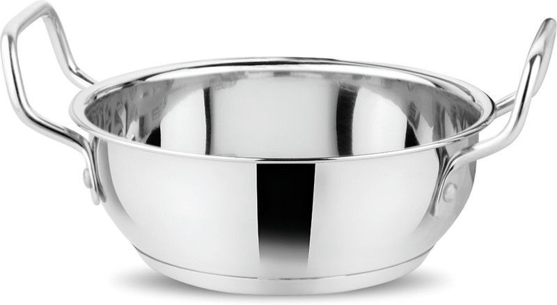 PRABHA Kadai for Cooking | Steel Kadhai | Heavy Induction Base Stainless Steel Kadhai Kadhai 18.5 cm diameter 1.5 L capacity(Stainless Steel, Induction Bottom)