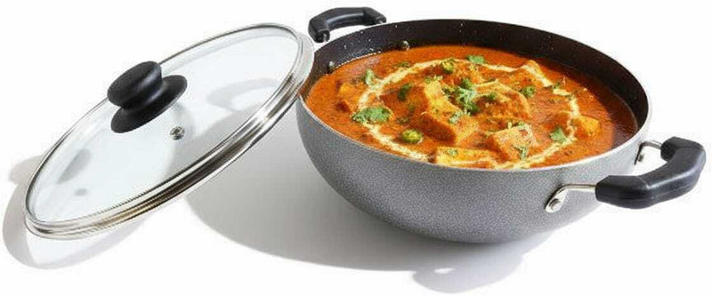 Mainsa Non Stick Kadhai With Glas Lid Kadhai 27 cm diameter with Lid 2.5 L capacity(Aluminium, Non-stick)