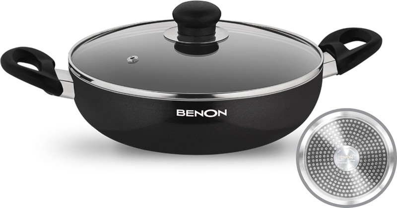 Benon Induction Base Kadhai 24 cm diameter with Lid 2 L capacity(Aluminium, Non-stick, Induction Bottom)