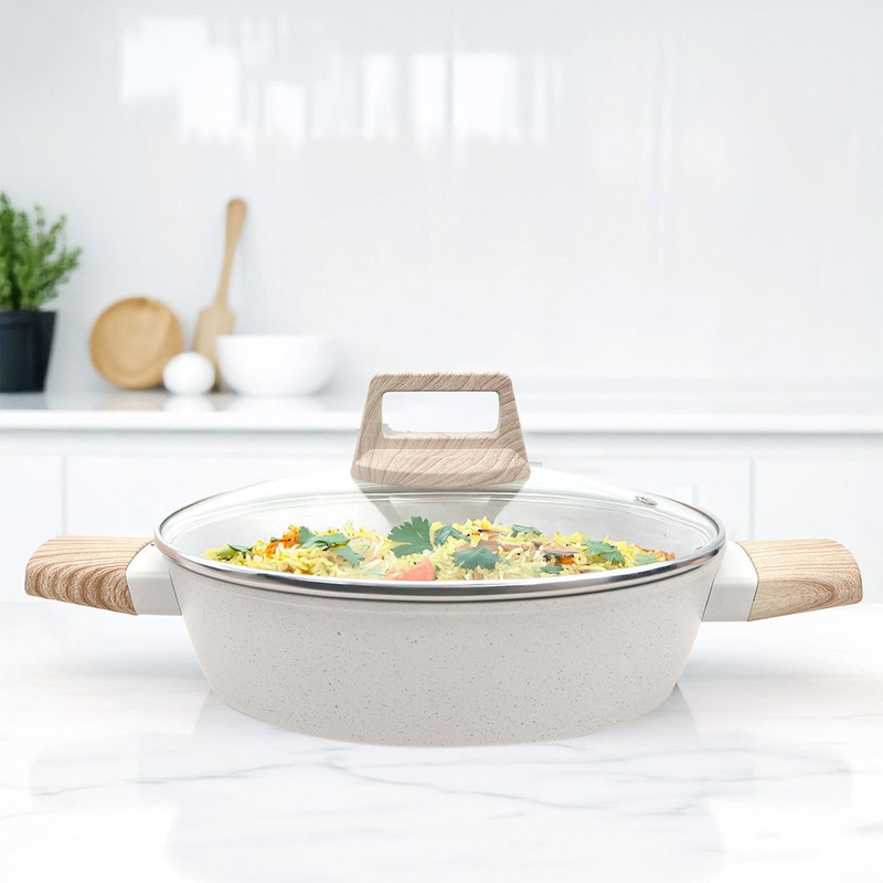 Solara Belmont Ceramic Non Stick Kadai With Lid for Cooking, Kadhai 24 cm diameter with Lid 2.2 L capacity(Aluminium, Non-stick, Induction Bottom)