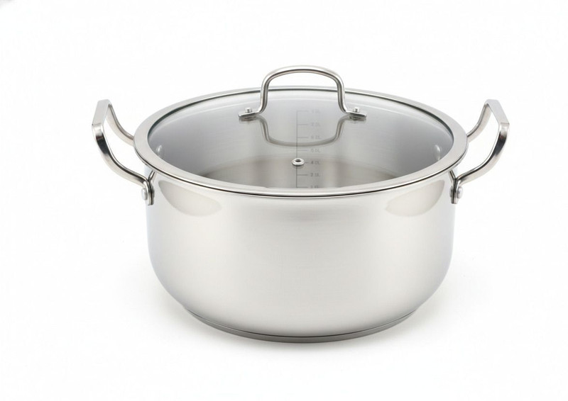 NIRLON Smart Triply Stainless Steel Stockpot /Casserole with Stainless Steel Lid Pot 18 cm diameter 2.5 L capacity with Lid(Triply, Induction Bottom)